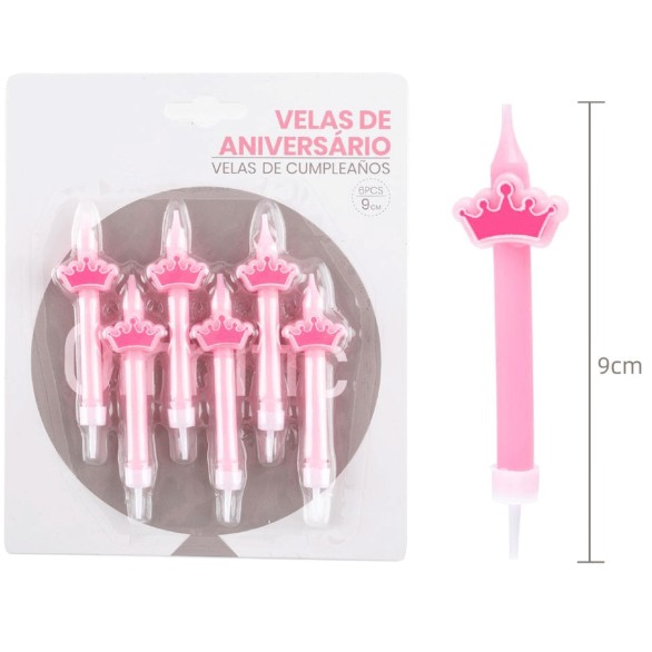 Vela Coroa Rosa 6unid