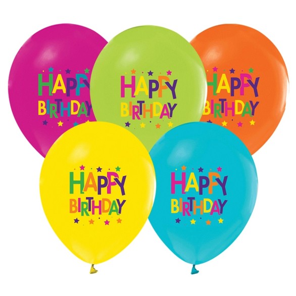 Balões Happy Birthday Coloridos 5 unid