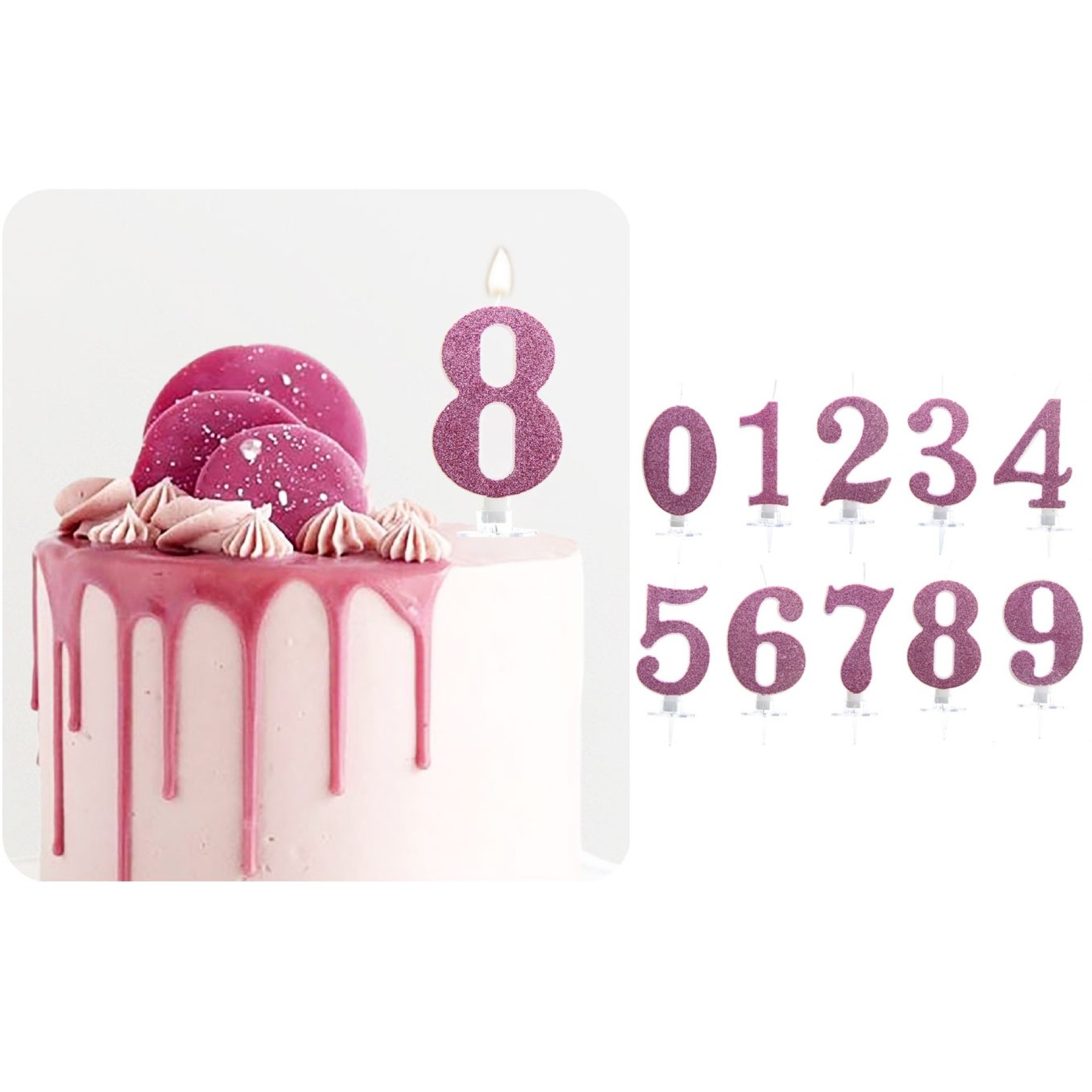Vela Numérica Rosa Glitter