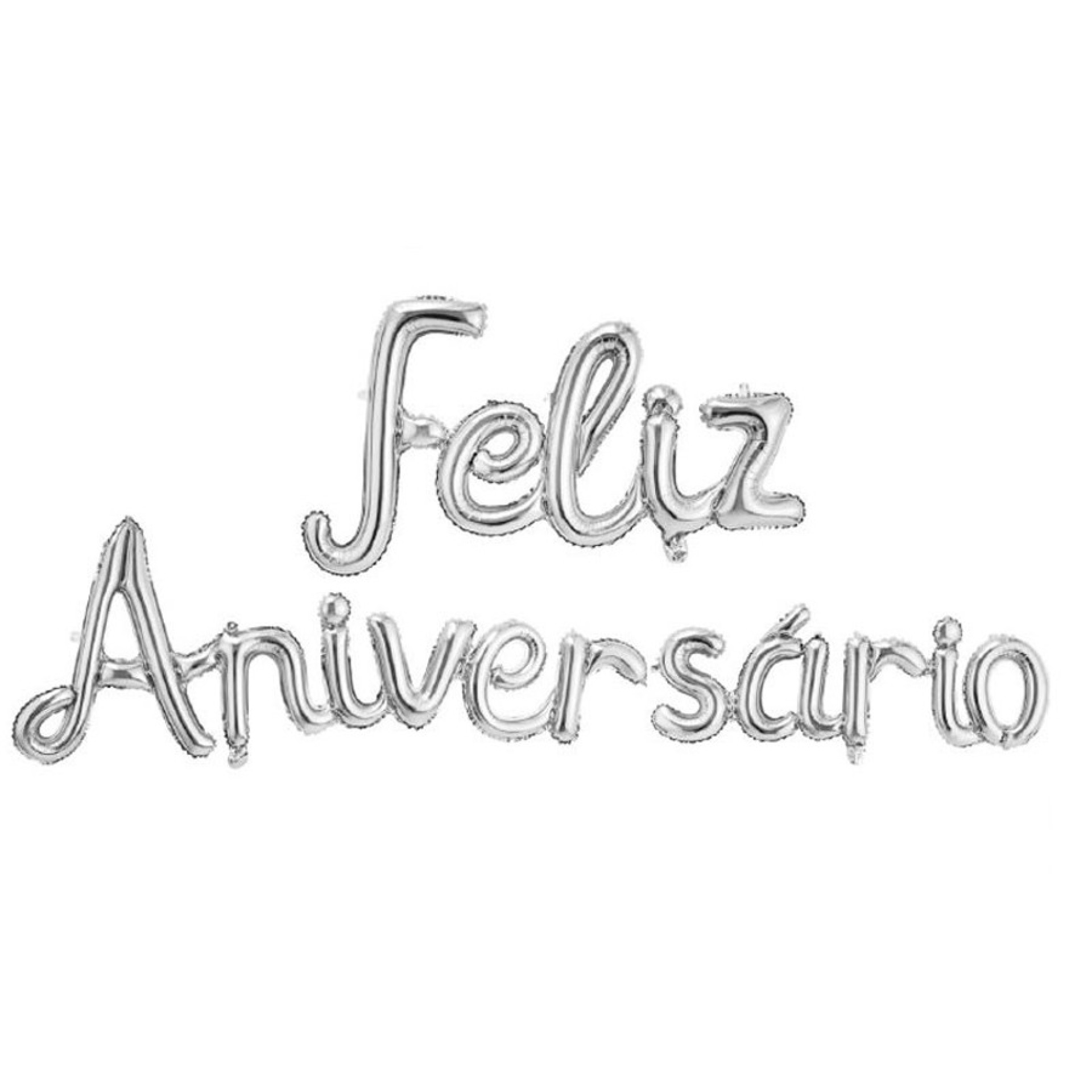 Balões Feliz Aniversário Prateados