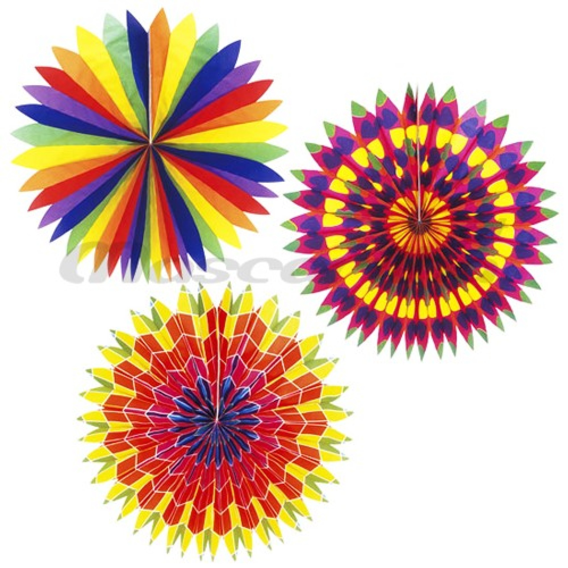 Leque Papel Redondo Colorido 50cm