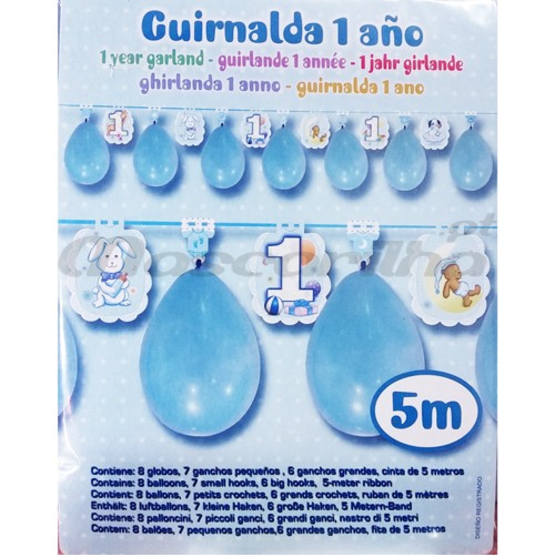 Balões em Grinalda 1 Ano AZUL