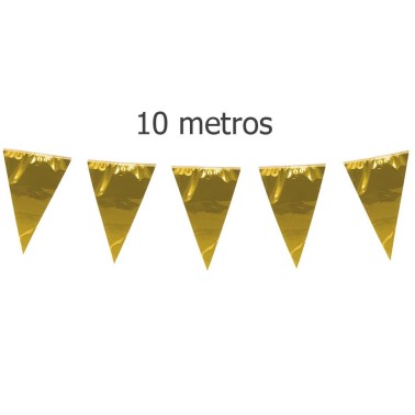 Bandeirolas Douradas Grandes 45cm com 10m