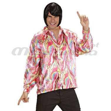 Camisa Anos 70 Funky Rosa Camisa Anos 70 Funky Rosa