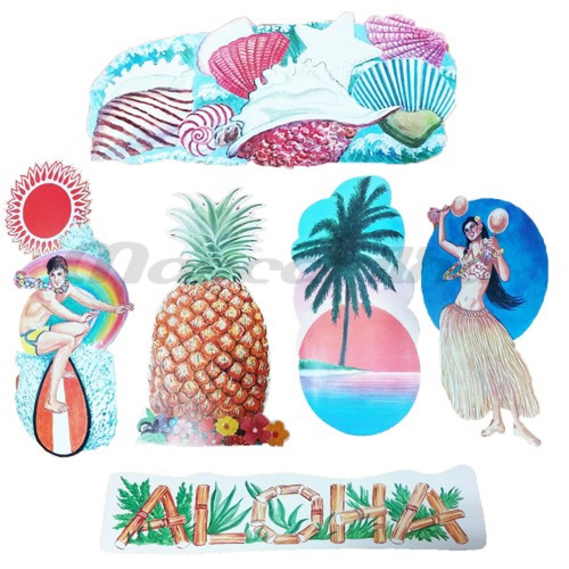 Cartazes Decorativos Sunset Havaiano 6 Unid