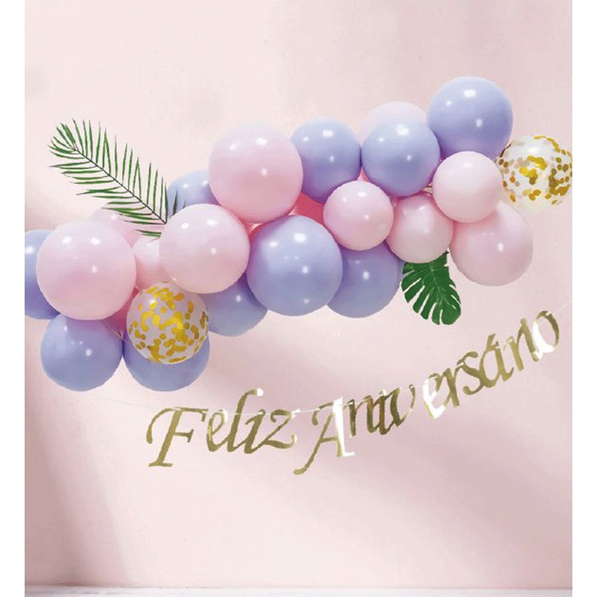 Kit Feliz Aniversário Rosa E Lilás