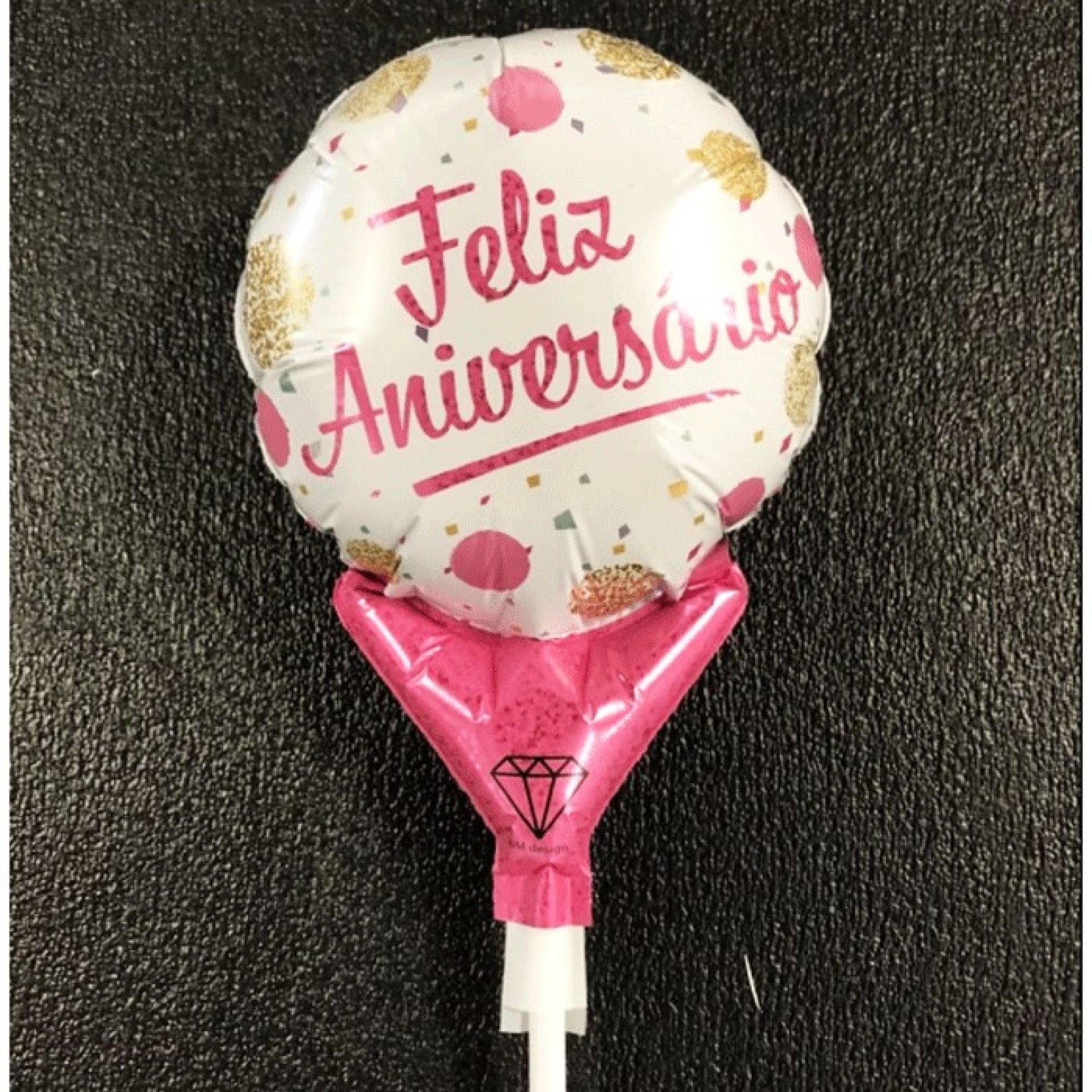 Balão Topo Bolo Feliz Aniversário Rosa