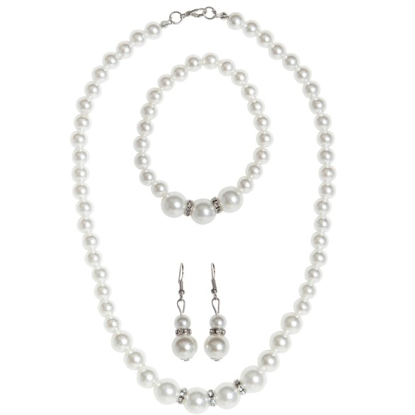 Kit Colar Brincos e Pulseira Perolas