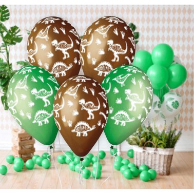 Balões Latex Dinossauros Verde Castanho Balões Latex Dinossauros Verde Castanho
