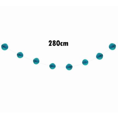 Grinalda Bolas Papel Azul 280cm