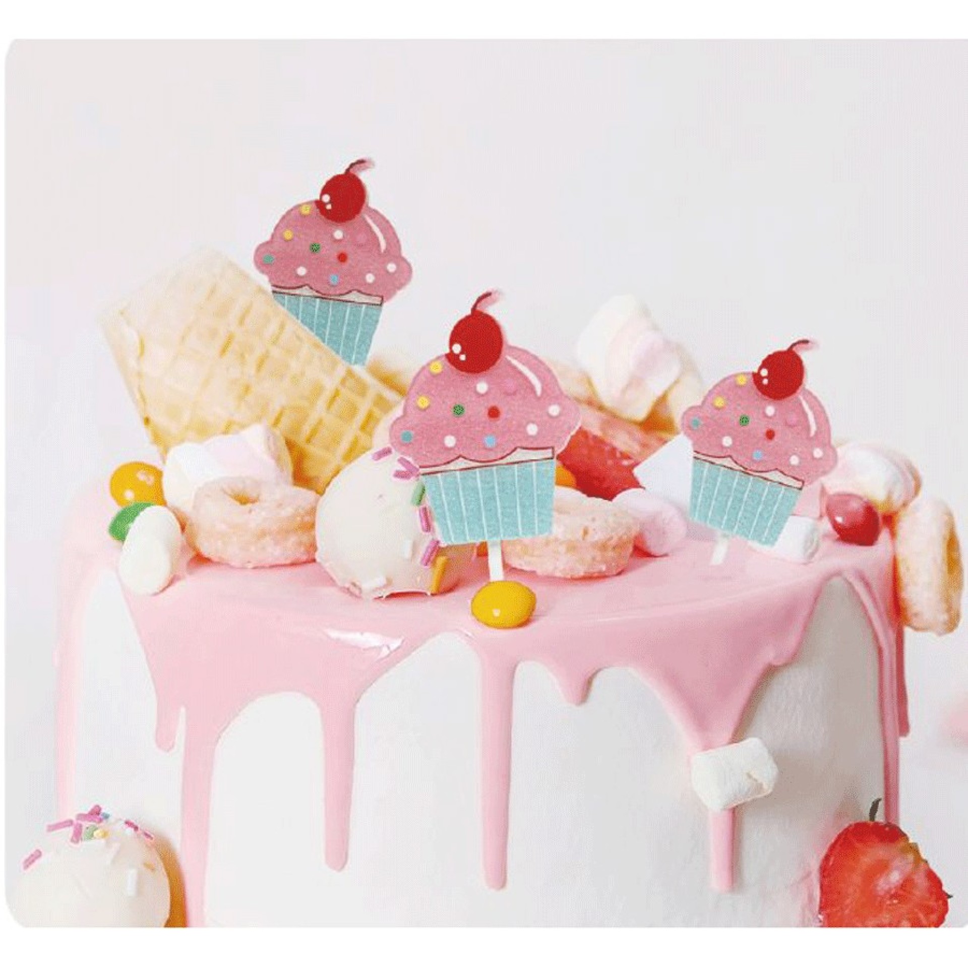 Topo Bolo Cupcake 3 Peças
