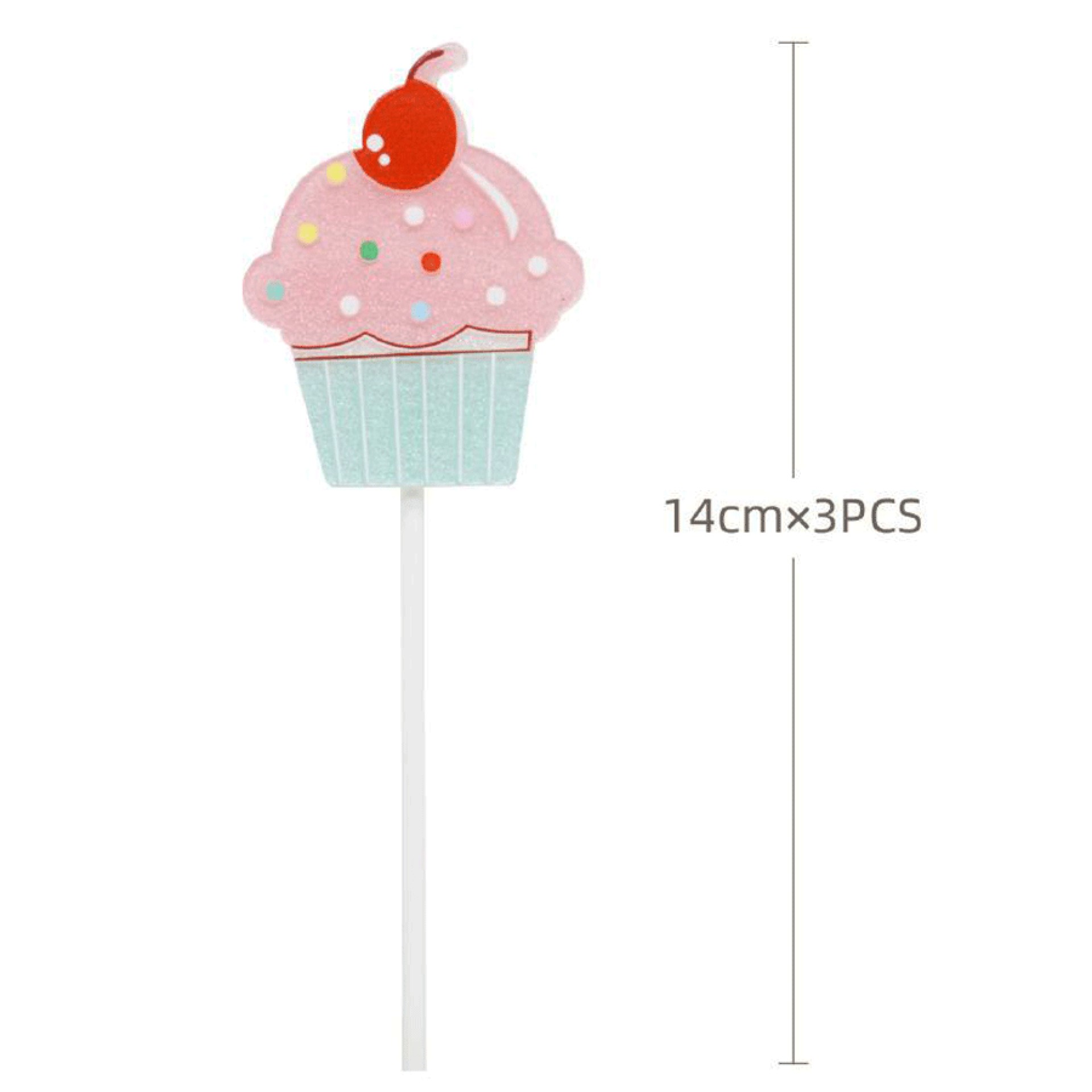 Topo Bolo Cupcake 3 Peças