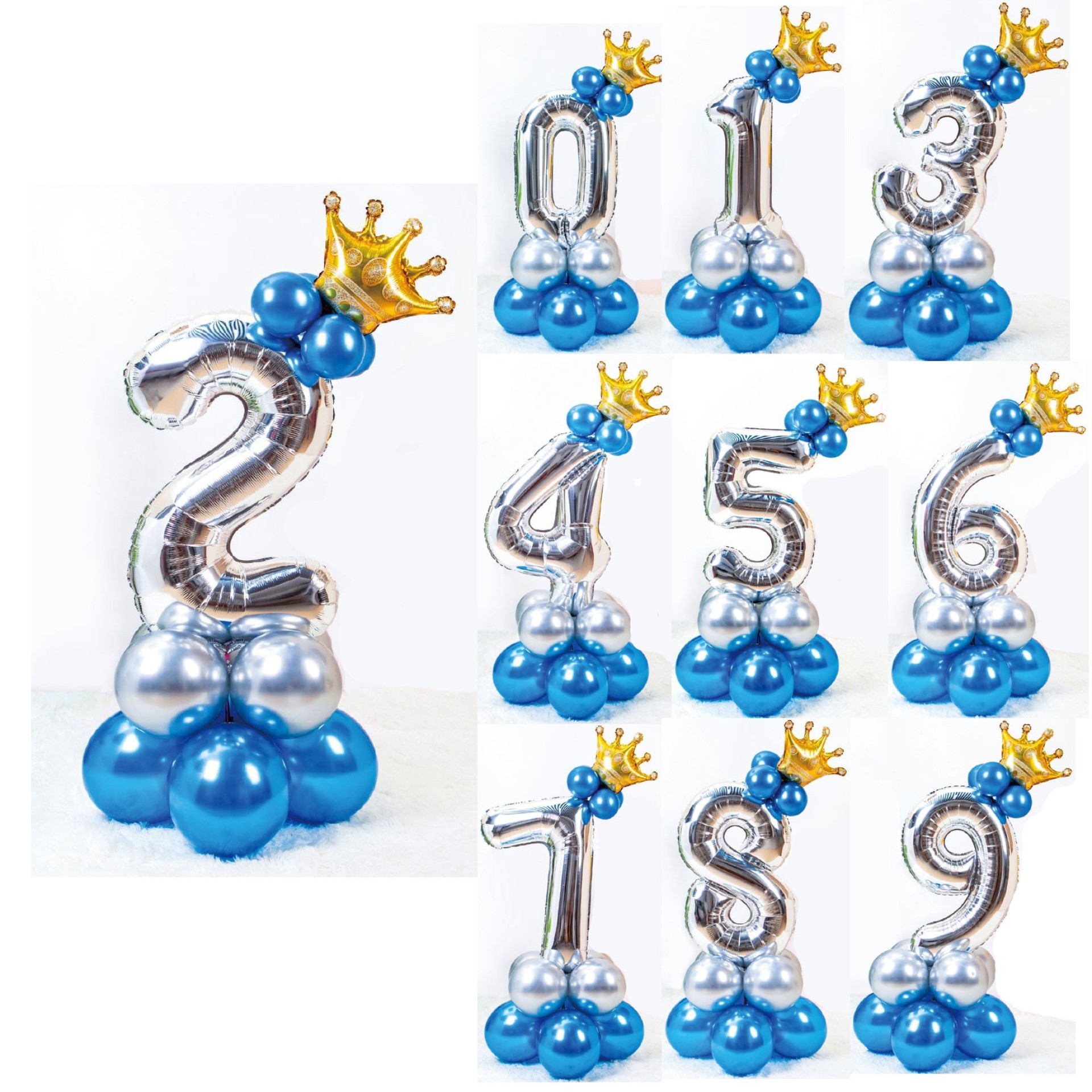 Kit Balão Stand Up Numerico Azul