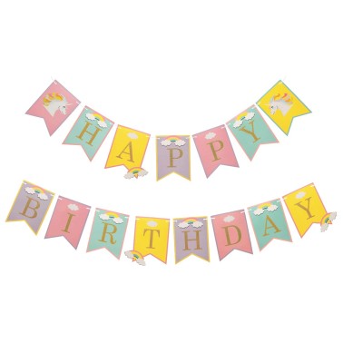 Bandeirolas Happy Birthday Pastel