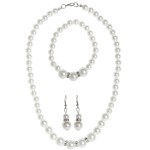 Kit Colar Brincos e Pulseira Perolas