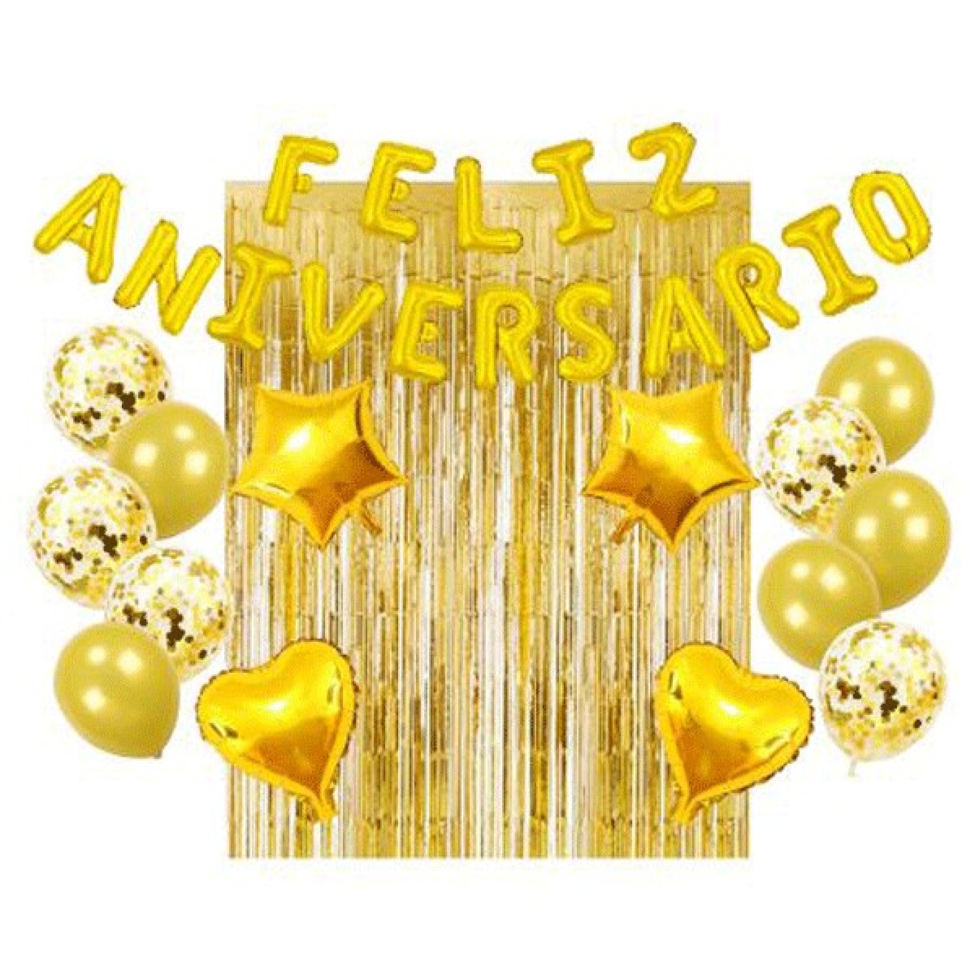 Kit Feliz Aniversário Dourado