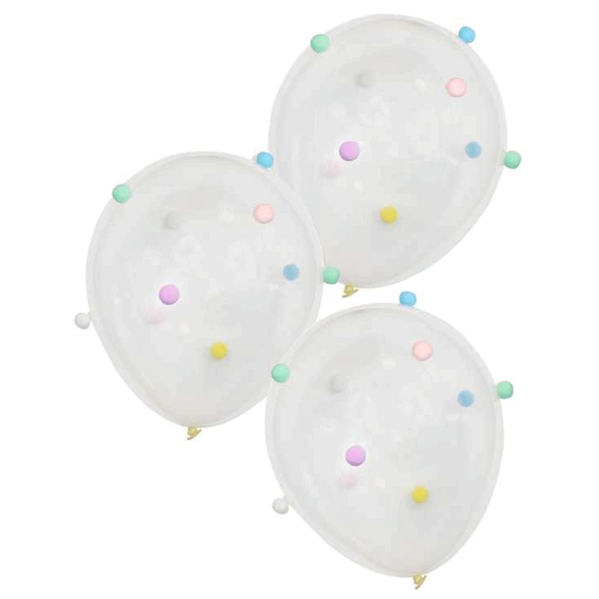Balões Transparentes Pom Poms 5 Unid