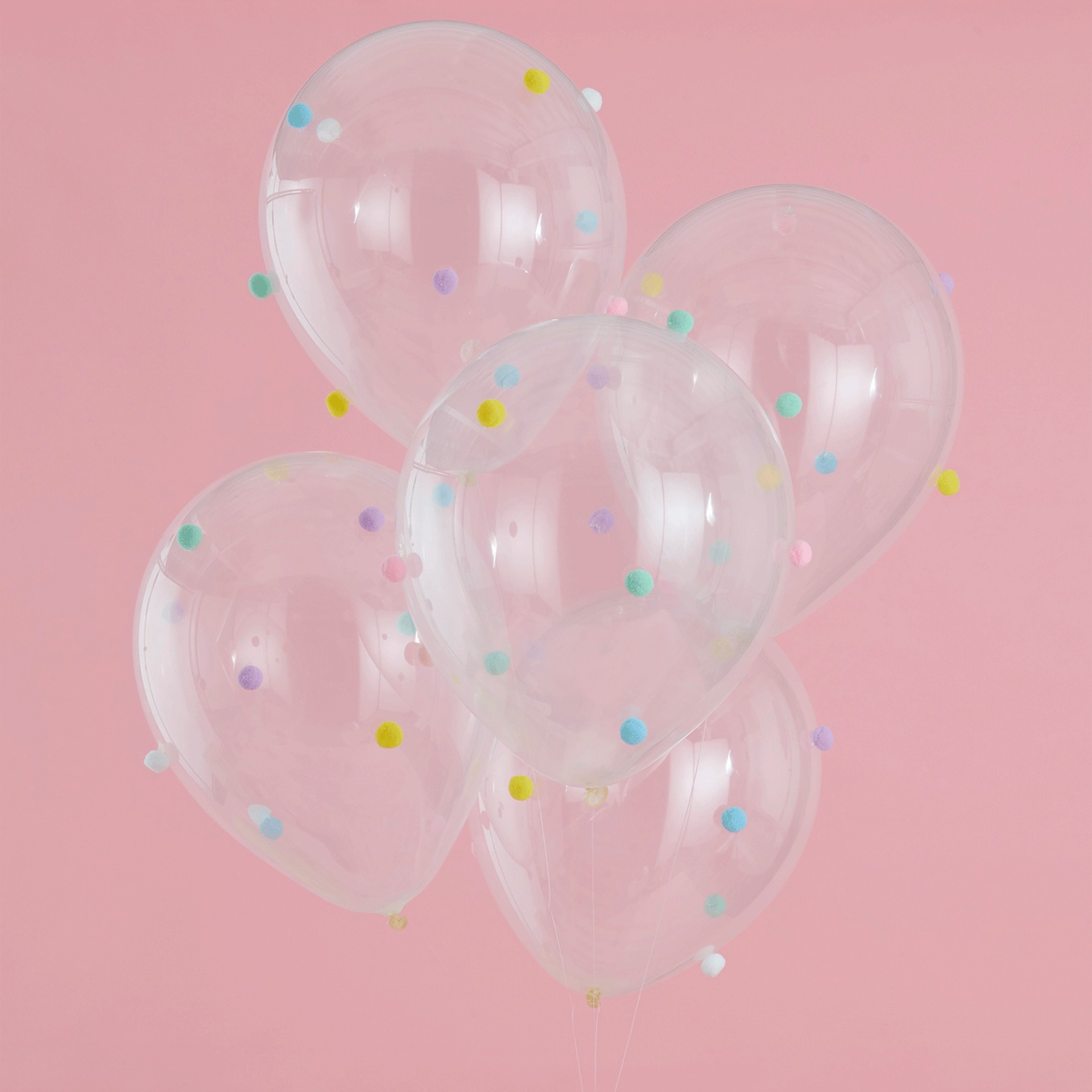 Balões Transparentes Pom Poms 5 Unid