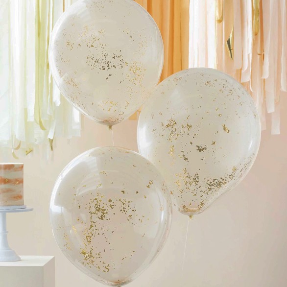 Balões duplos Glitter Dourado 3 Unid