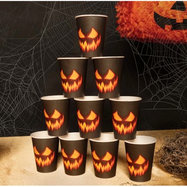 Copos Abobora Halloween 10Unid Copos Abobora Halloween 10Unid