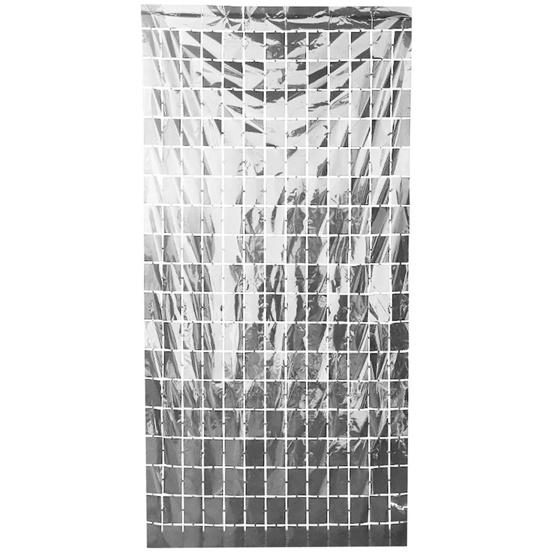 Cortina Quadrados Prateados