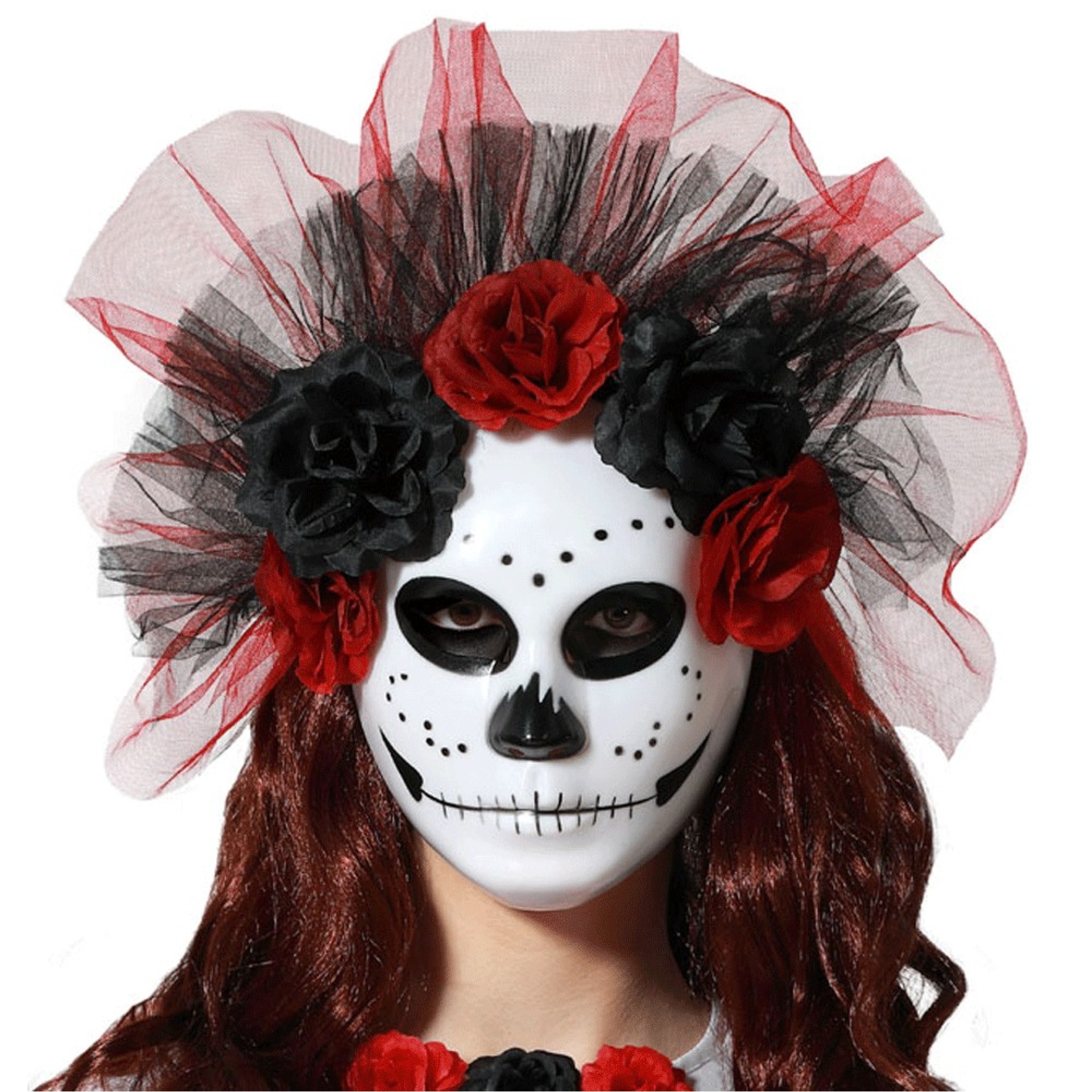 Máscara Dia de Los Muertos Com Flores