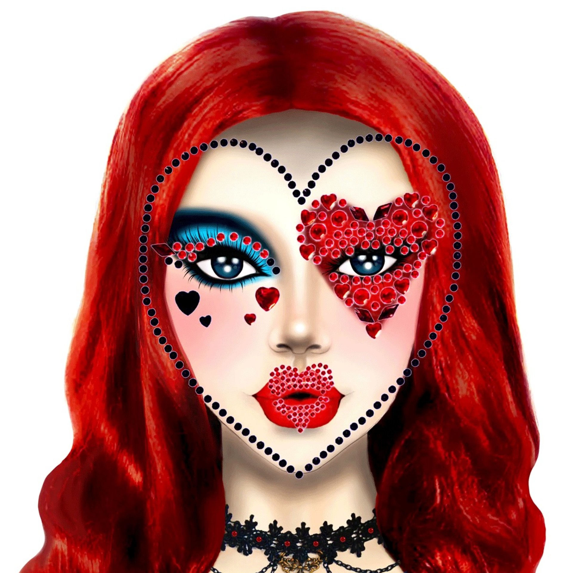 Brilhantes Adesivos Queen Of Hearts