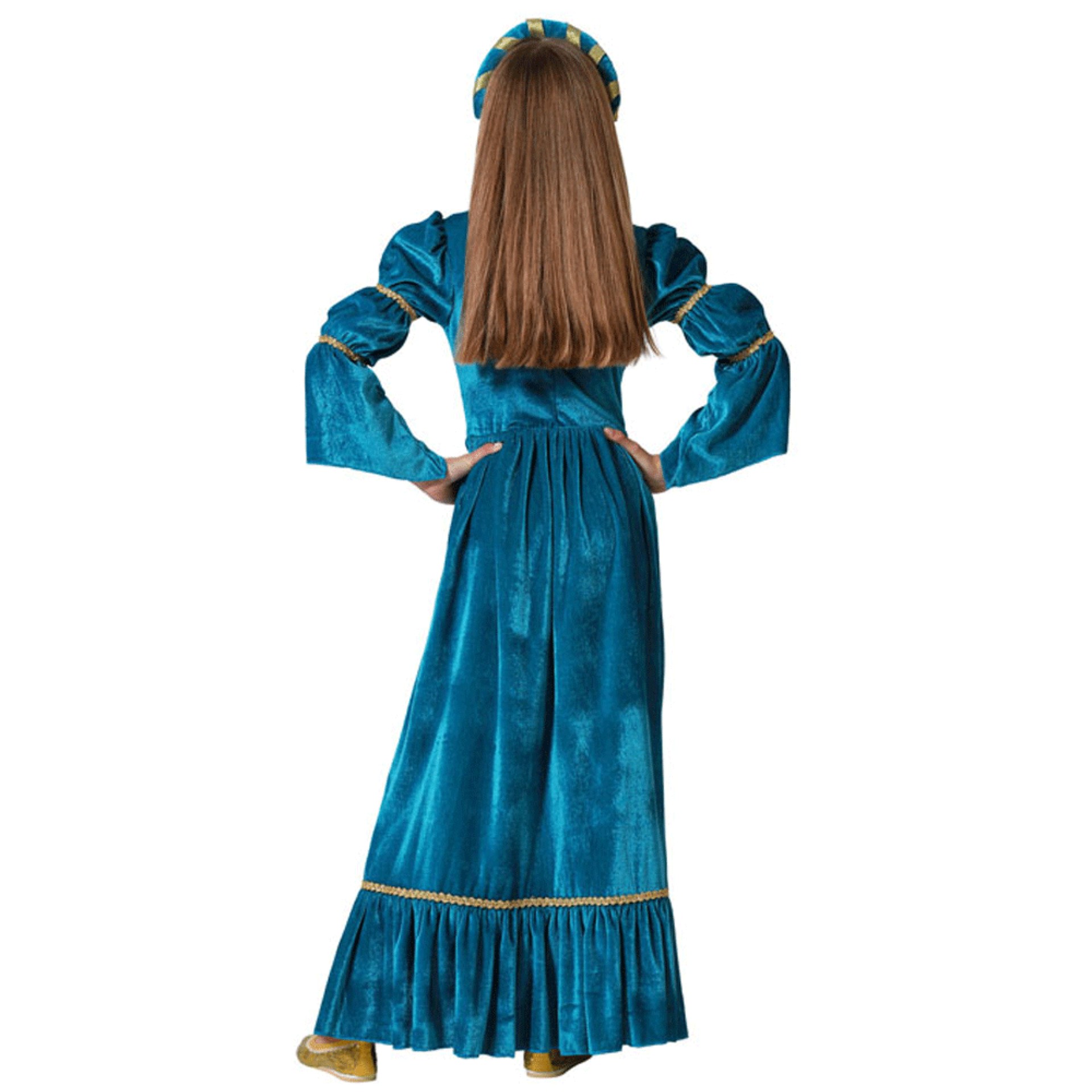 Fato Rainha Medieval Azul Menina