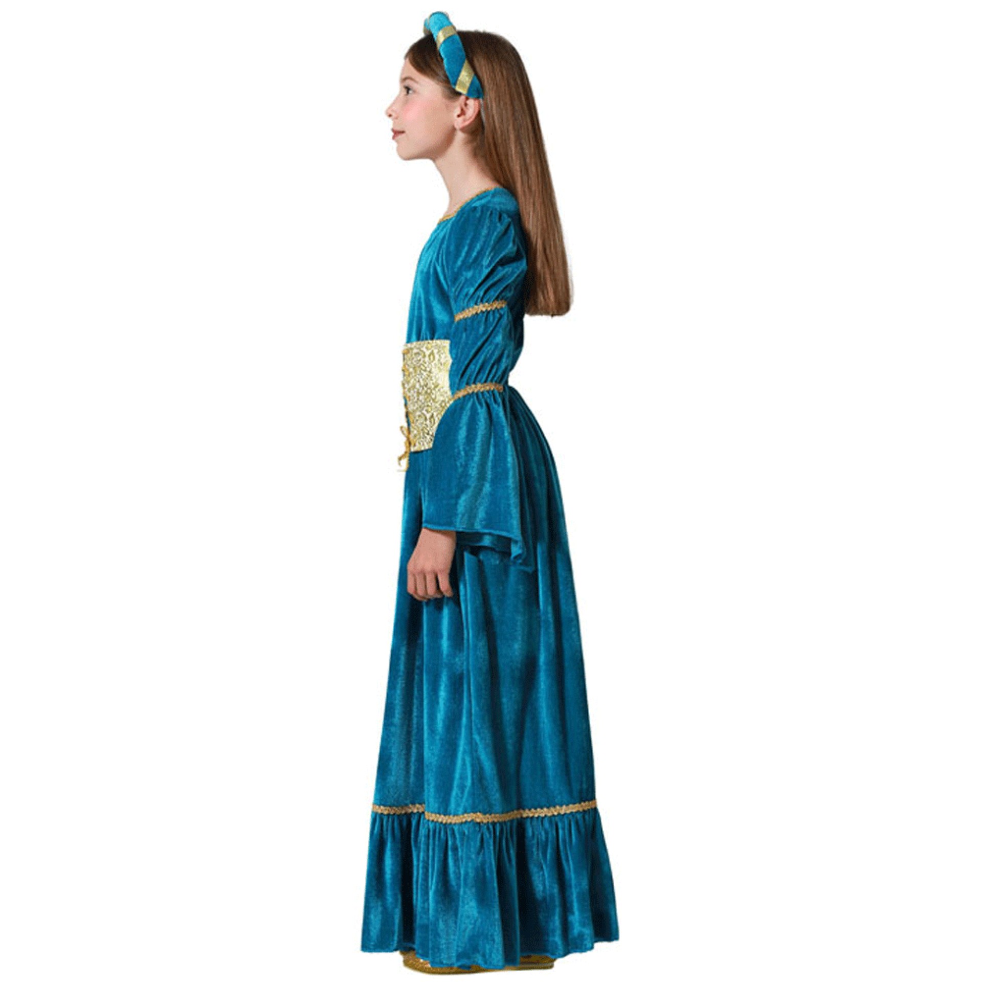 Fato Rainha Medieval Azul Menina