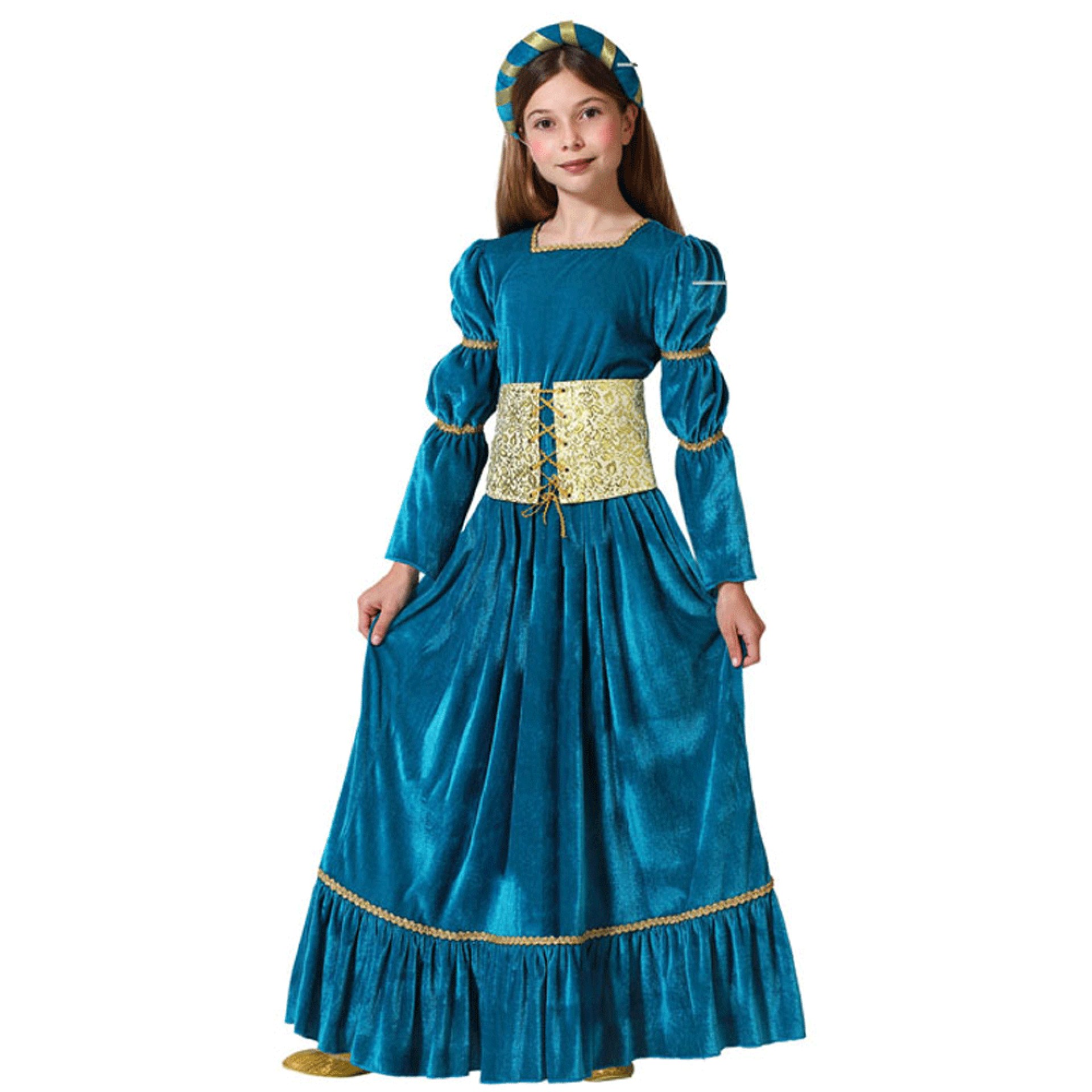 Fato Rainha Medieval Azul Menina