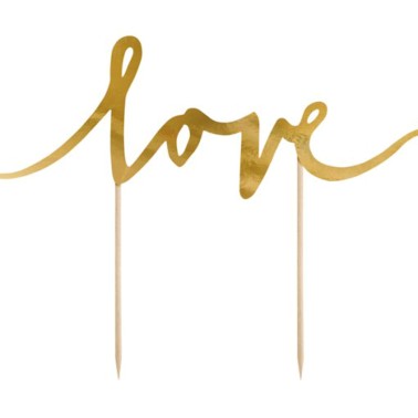 Topo Bolo Love Dourado