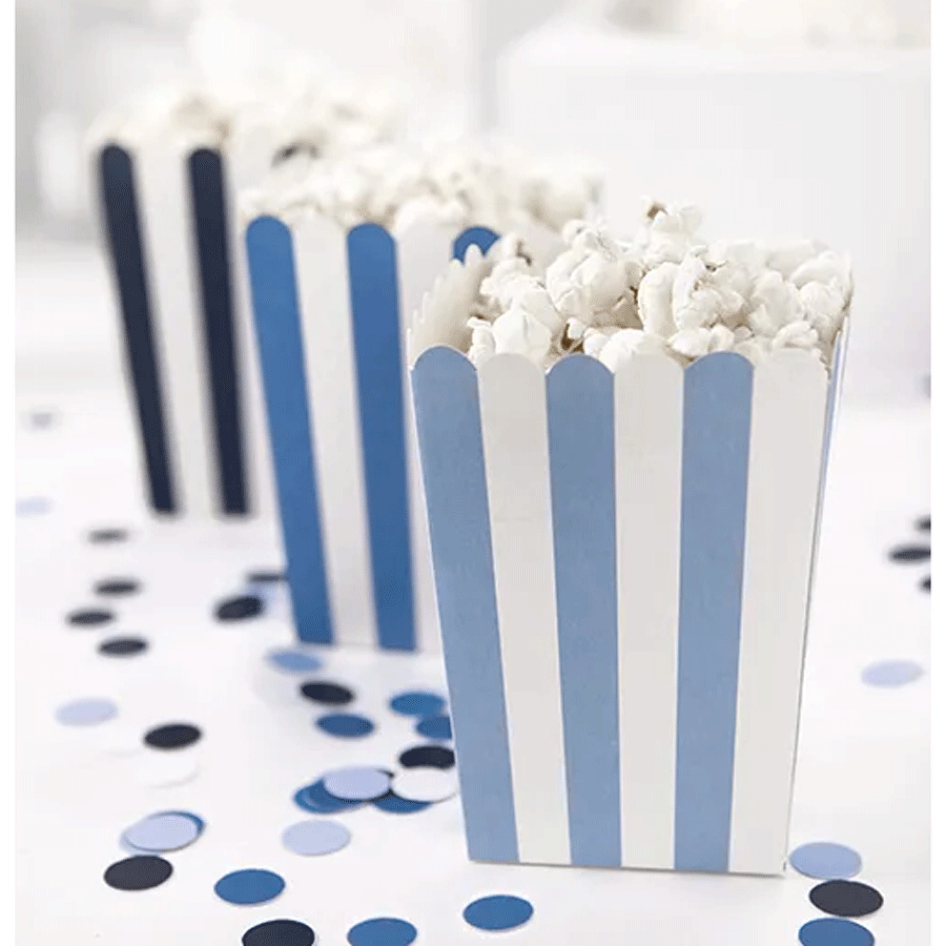 Caixas Pipocas Riscas Azuis 6 Unid