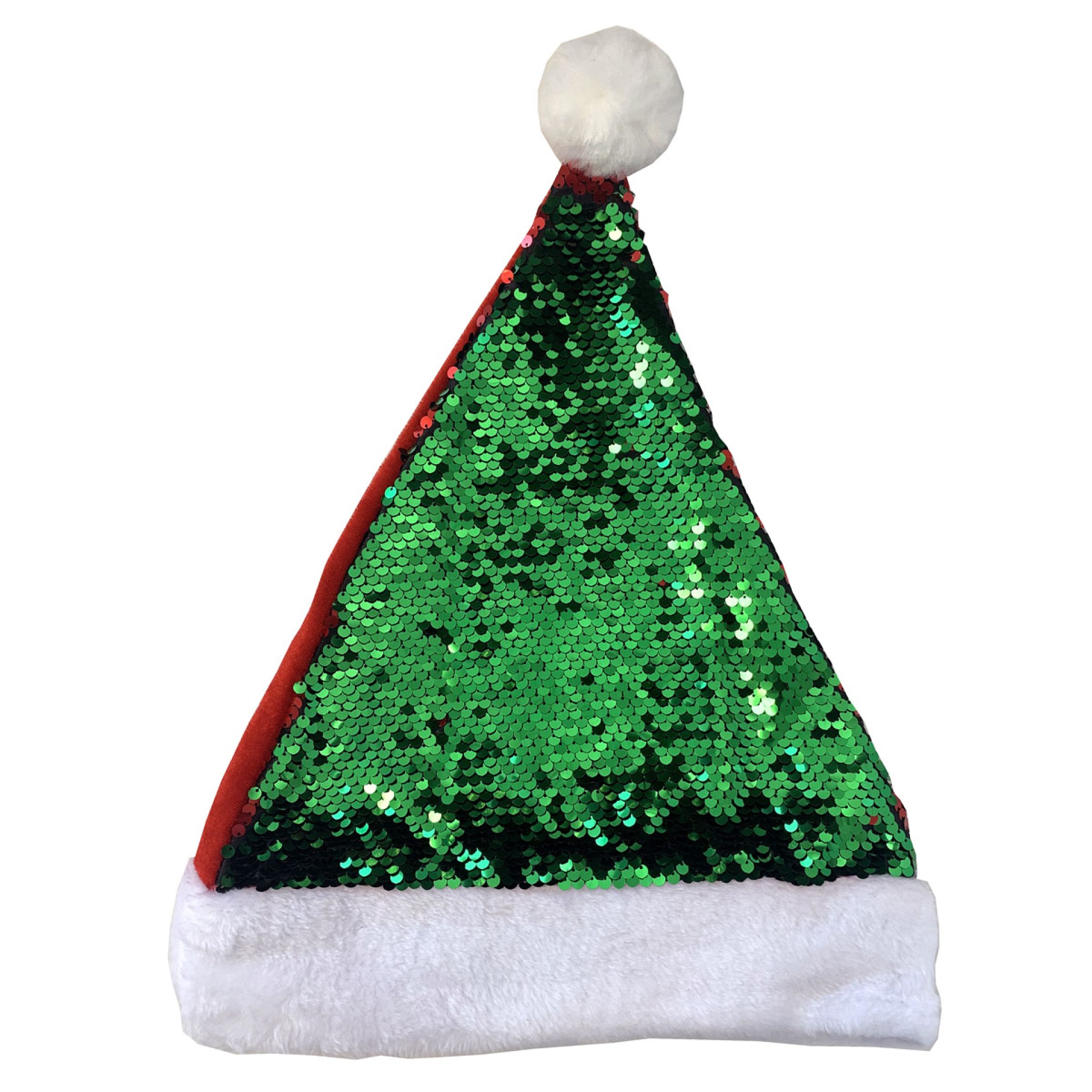 Gorro Natal Lantejoulas Verde e Vermelho