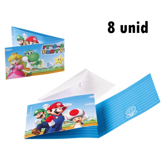 Convites Super Mrio 8 Unid