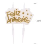 Vela Feliz Aniversrio Dourada