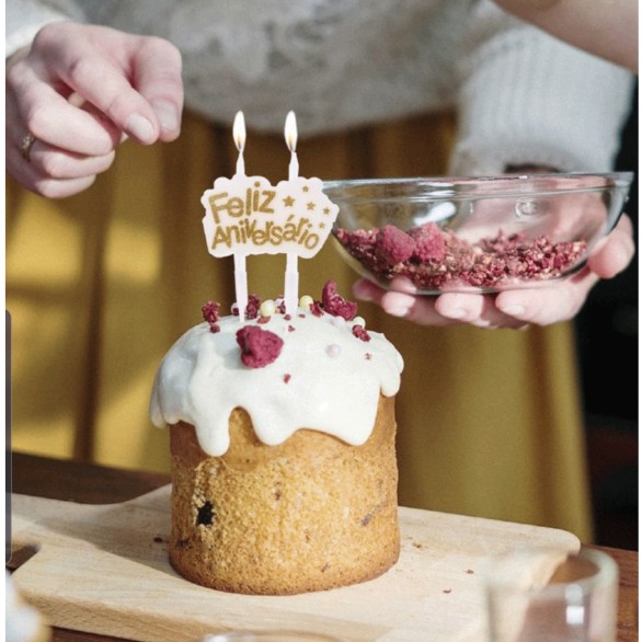 Vela Feliz Aniversrio Dourada