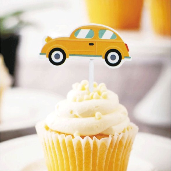 Topo Bolo Carro 6 Unid