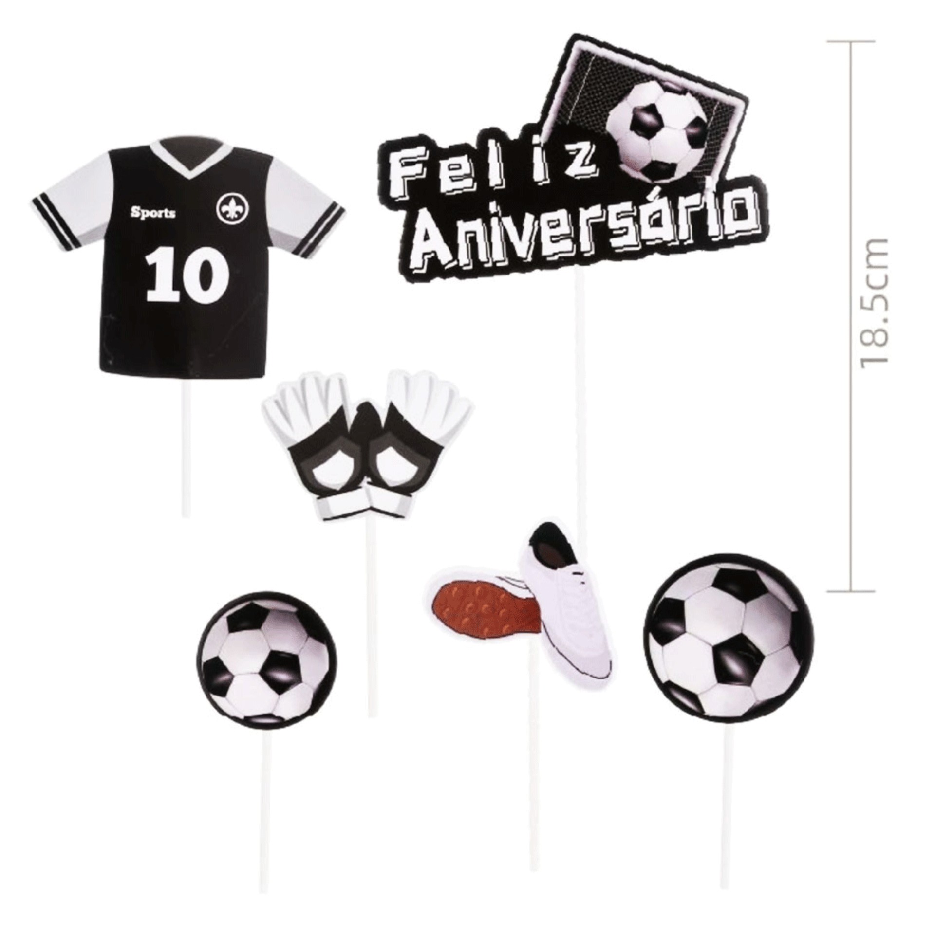 Topo Bolo Futebol 6 Unid