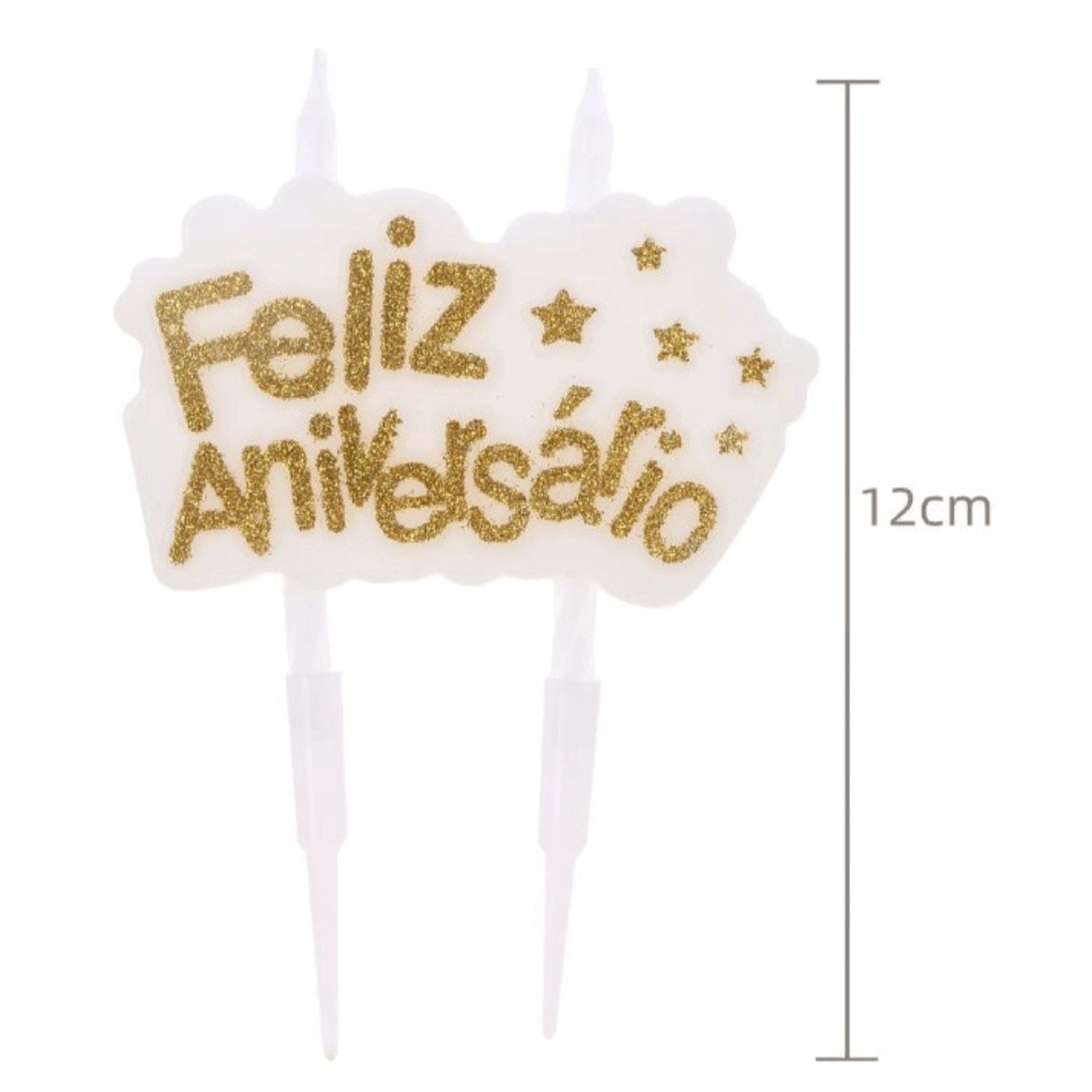 Vela Feliz Aniversário Dourada