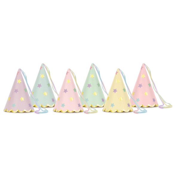 Chapus Cone Estrelas Pastel 6 Unid