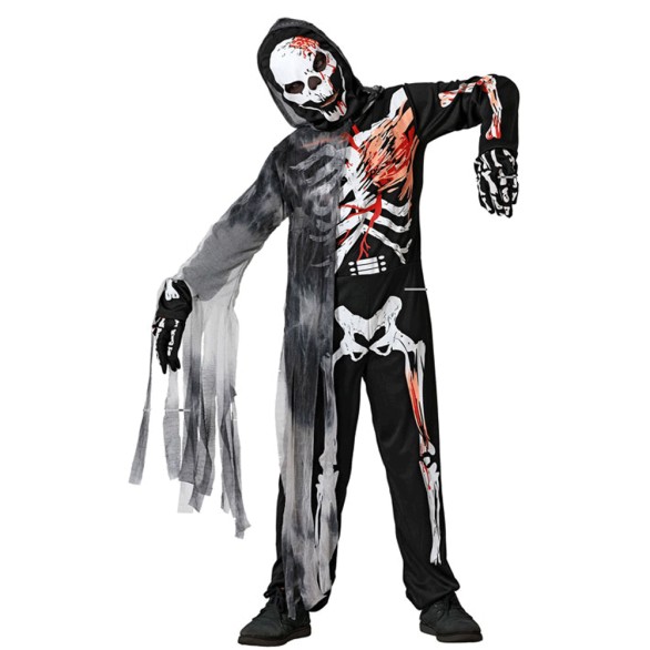 Fato Skeleton Zombie Menino