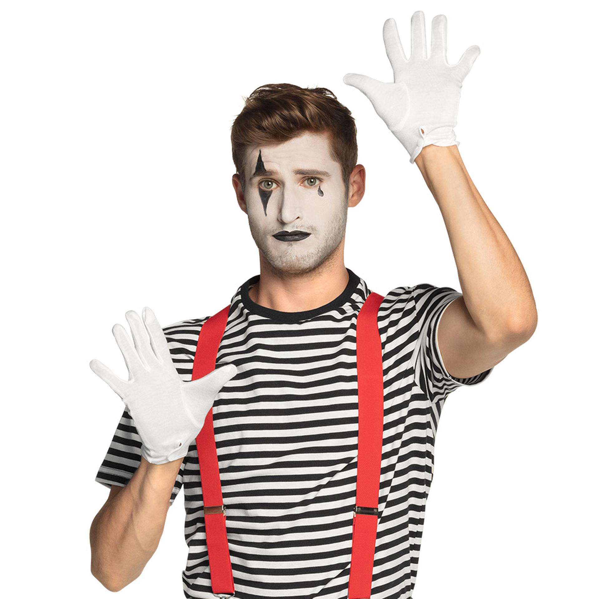 Luvas Brancas com pregas e botão