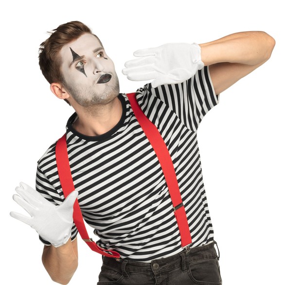 Luvas Brancas com pregas e boto