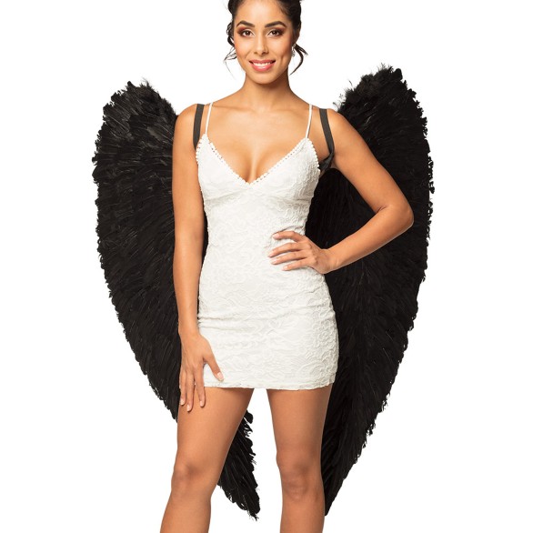 Asas de Anjo 120cm Penas pretas