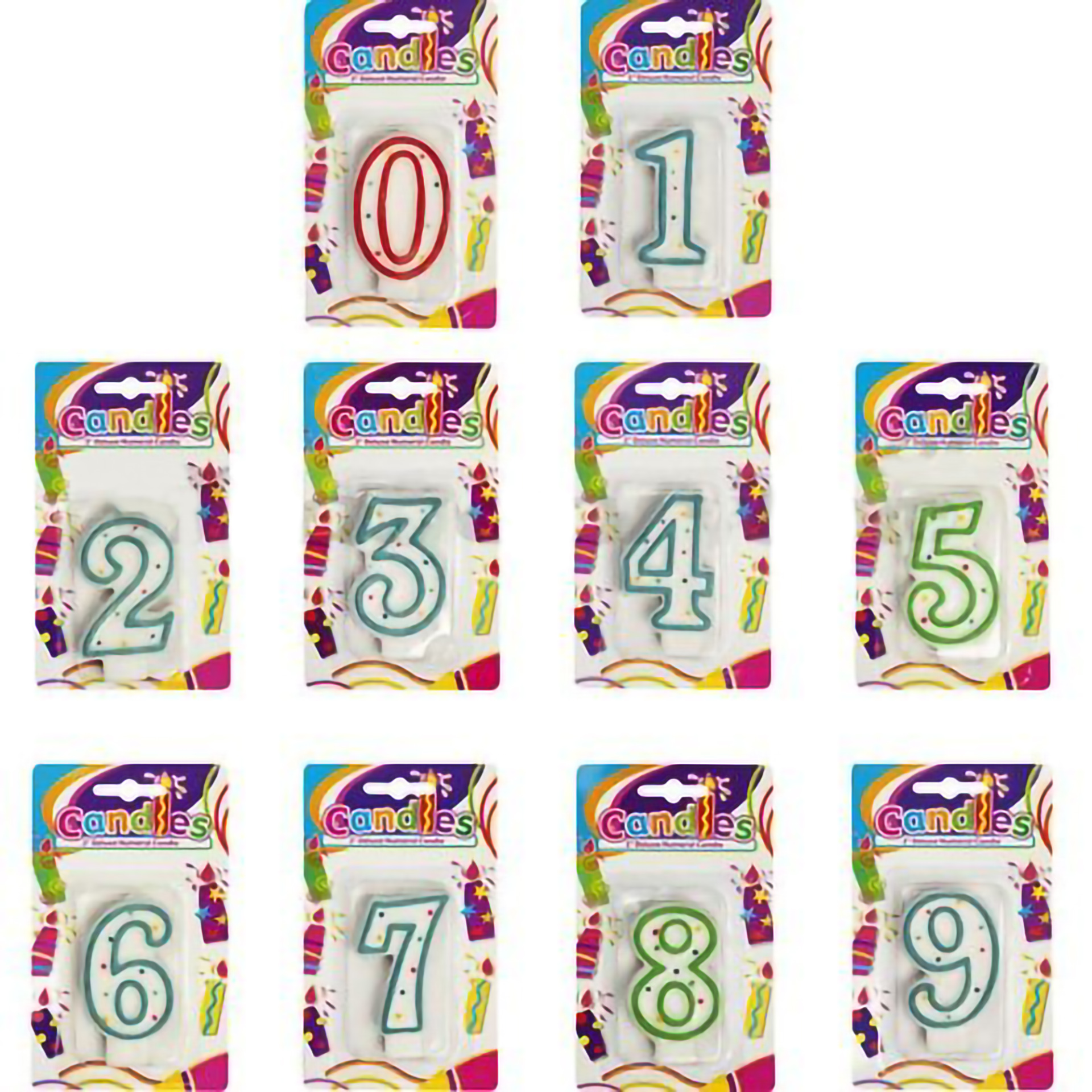 Vela de Aniversário Números Cores Sortidas