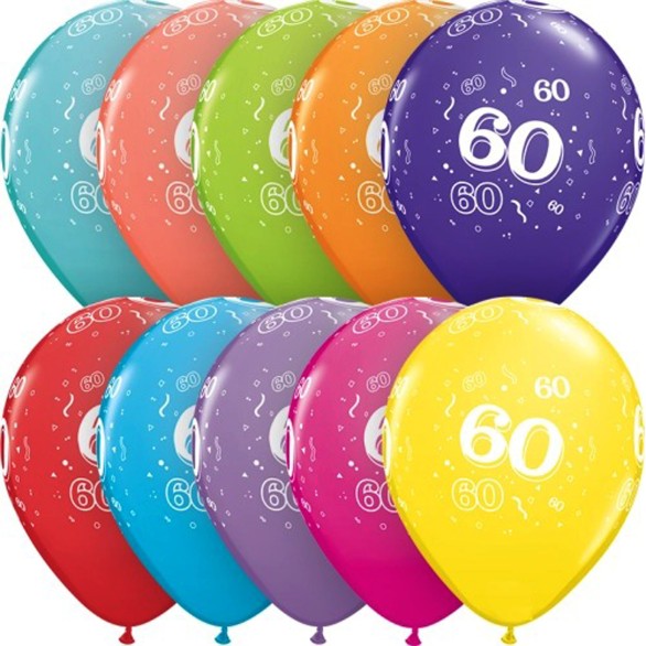 Balões 60 Anos Coloridos 6 Unidades