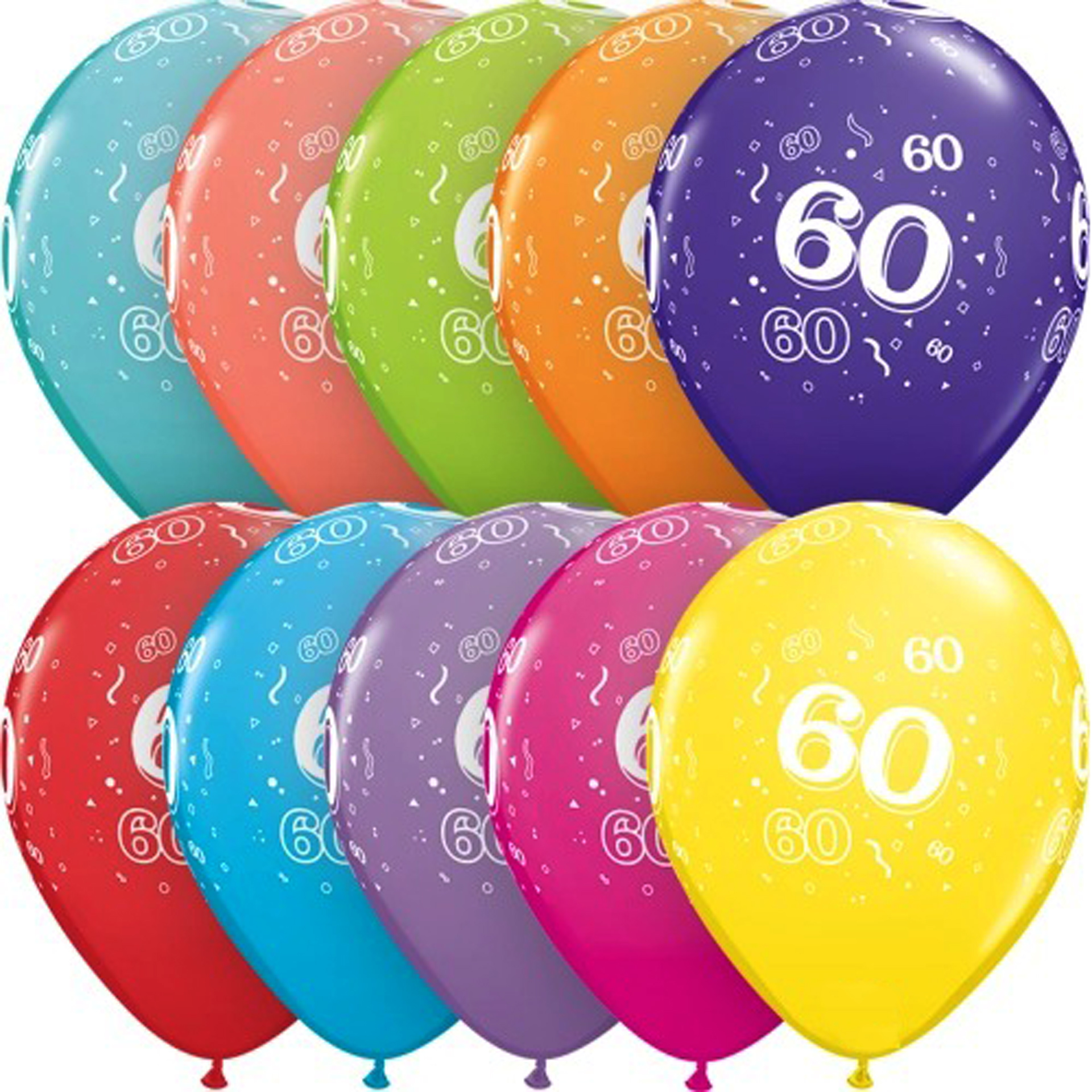 Balões 60 Anos Coloridos 6 Unidades