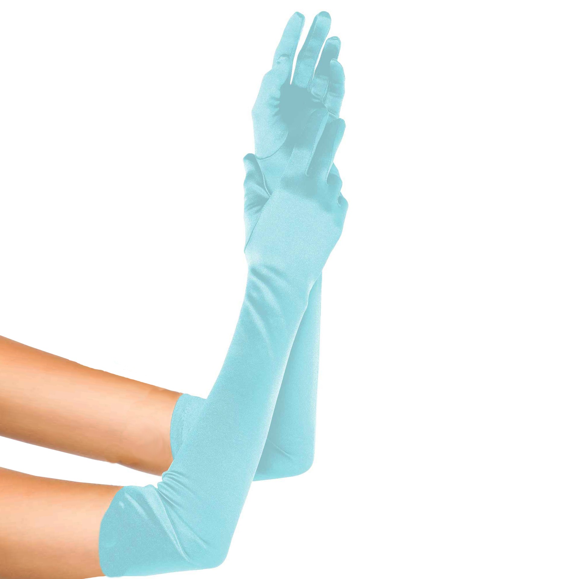 Luvas Longas Cetim Azul Céu