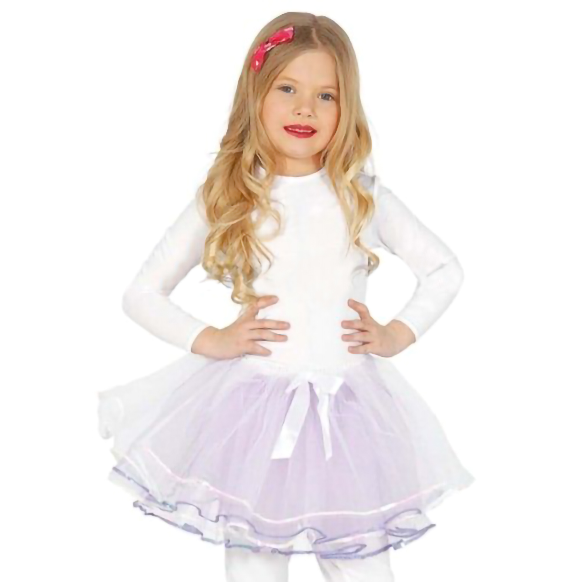 Tutu Branco Lilás com laço Infantil