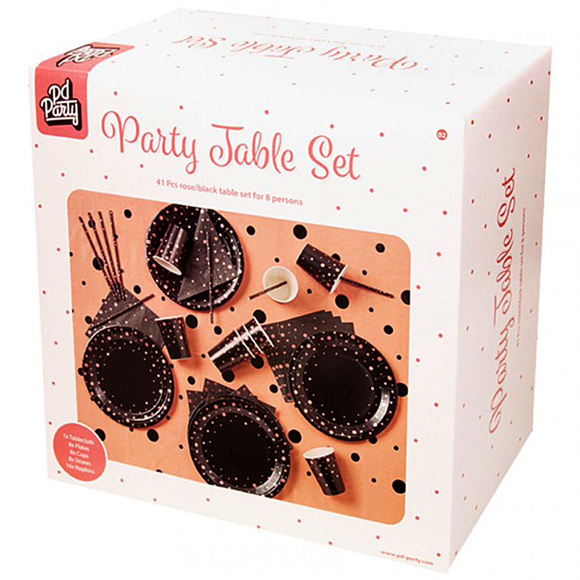 Kit de Mesa Festa Rose Gold e preto